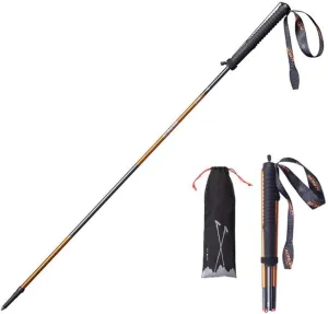 Trekking Hiking Poles - 2pc Pack Collapsible Folding Walking Sticks, Strong Lightweight Aluminum 7075 Carbon Fiber, with Extended EVA Grips, Ultralight for Backpacking Camping (A)