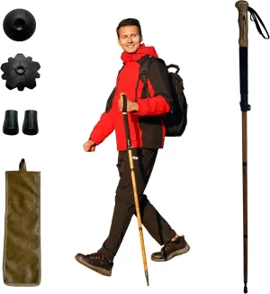 Trekking Pole - 1pc Pack Sassafras Wood Adjustable&Detachable Hiking or Walking Stick