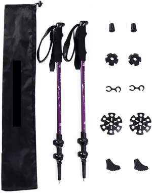 Trekking Poles 2 Pack Lightweight Aluminum Collapsible Adjustable Antishock Quick Lock Grip for Hiking and Walking
