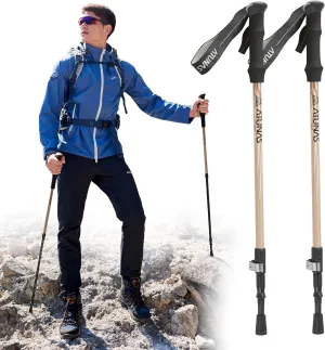 Trekking Poles, 2-Pack Lightweight Aluminum Collapsible Hiking Sticks with EVA Grip and Quick Lock for Men and Women