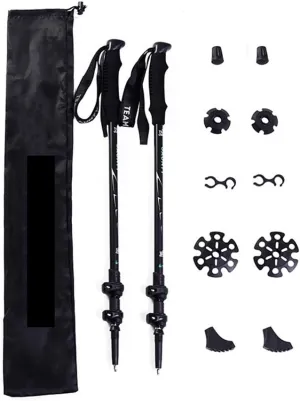 Trekking Poles - 2 Pack with Antishock and Quick Lock System, Telescopic, Collapsible, Ultralight 7075 Aluminum for Hiking, Camping, Mountaining, Back