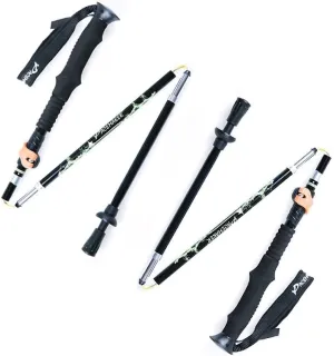 Trekking Poles -2 Ultralight Collapsible Carbon Fiber Hiking Poles with Anti-Shock and Quick Lock System, Folding Walking Sticks for Hiking, Camping (Adjustable Black 100-115cm)