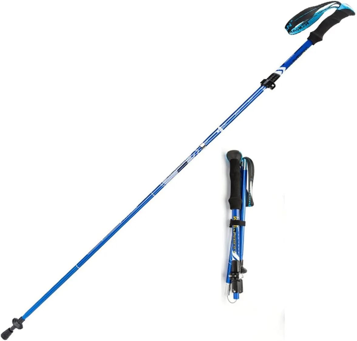 Trekking Poles, Aluminum Alloy Hiking Poles with Quick Lock System, Telescopic Hiking Stick for Camping Mountaining (Color : Blue)