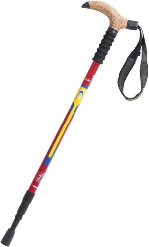 Trekking Poles Carbon Fiber Lightweight Telescopic Tri-fold Hiking Poles Walking Sticks Cork Grip Inner Lock System for Man and Female in Hiking Camping Walking Trekking (Red Curve