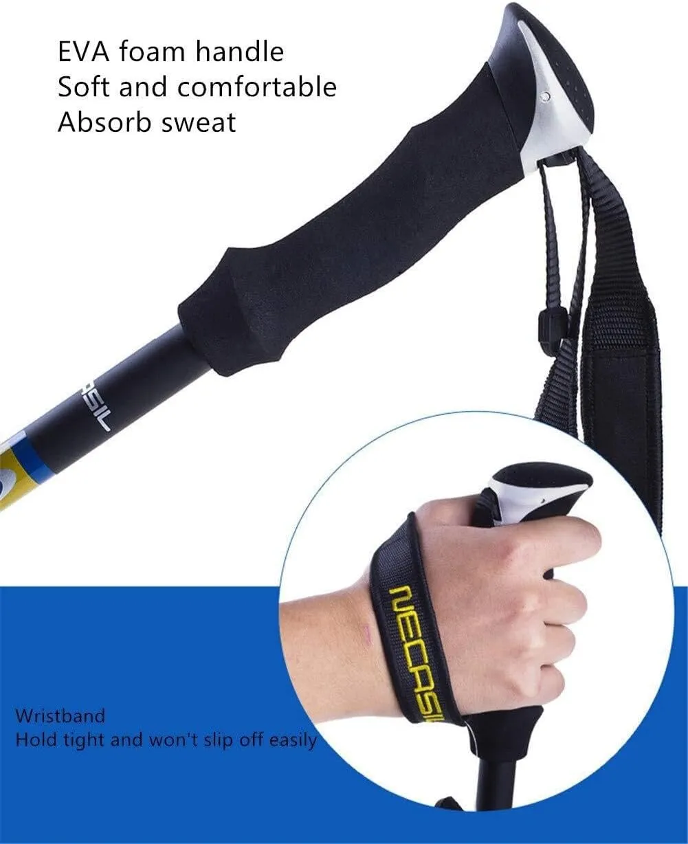 Trekking Poles Carbon Fiber Lightweight Telescopic Tri-fold Hiking Poles Walking Sticks Cork Grip Inner Lock System for Man and Female in Hiking Camping Walking Trekking (Red)