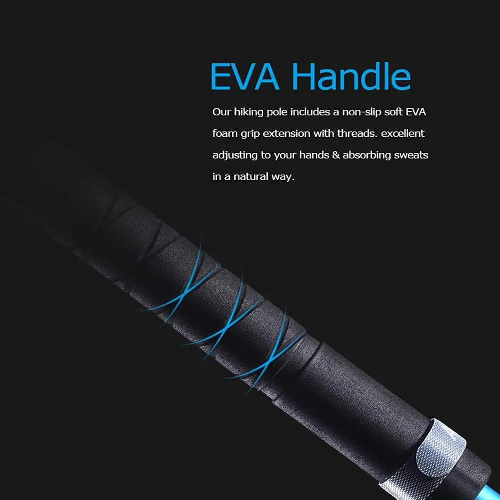Trekking Poles Collapsible Hiking Pole Pair - EVA Handle 2pc Ultralight Folding Walking Sticks, Lightweight Aluminum 7075 Carbon Fiber Foldable Trekki (2pc 120cm)