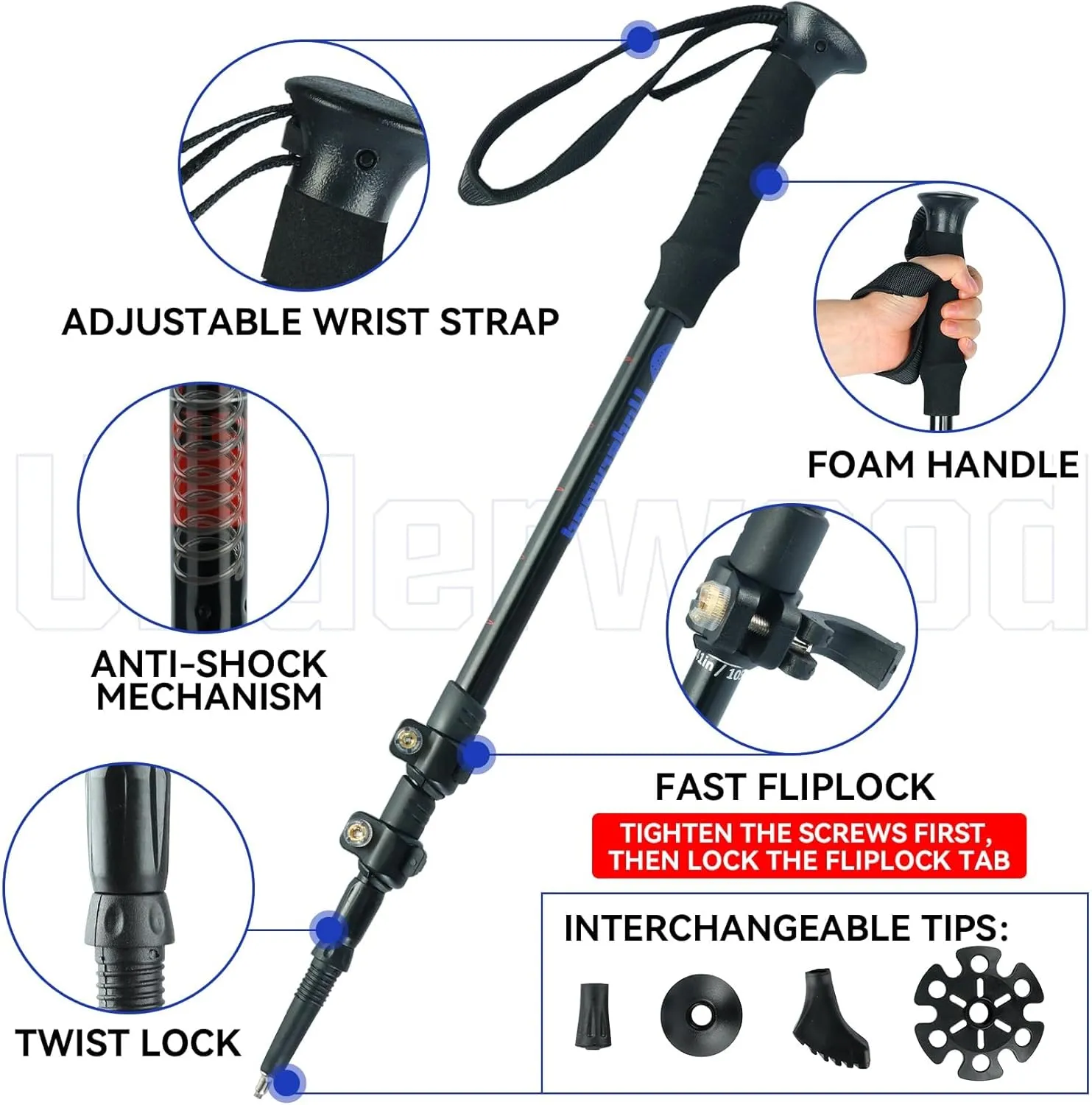 Trekking Poles Collapsible Hiking Poles - 2 Pack Adjustable Aluminum Hiking Sticks, Lightweight Walking Sticks for Women, Men, Seniors, Kids, Walking Poles for Backpacking by Underwood Aggregator