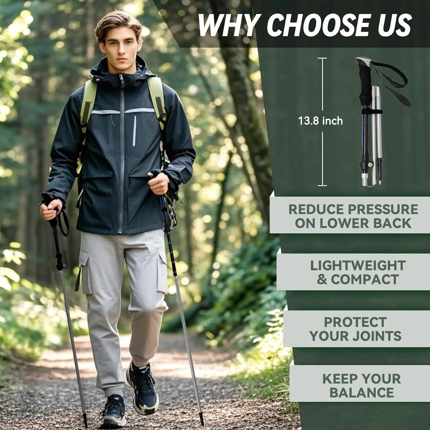 Trekking Poles Collapsible Hiking Poles - 2 Pack Aluminum Hiking Sticks, Lightweight Walking Sticks for Seniors, Men, Women Balance, Tri-Fold Walking Poles for Backpacking by Underwood Aggregator