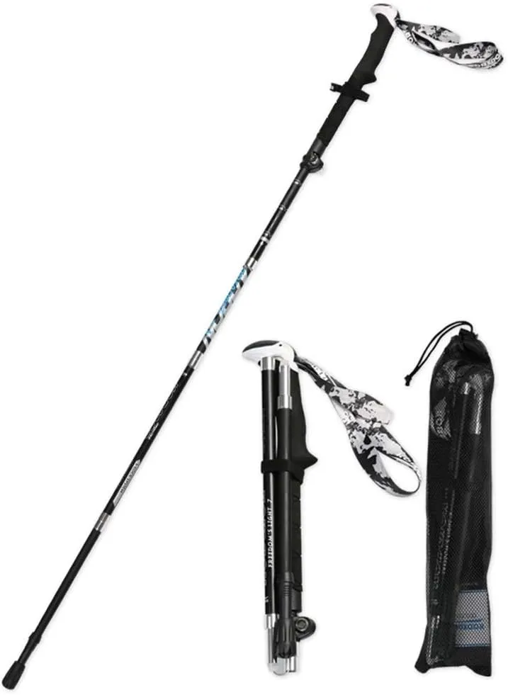 Trekking Poles - Collapsible Hiking Poles 2pc Pack, Strong Lightweight Walking Sticks Carbon Fiber, Adjustable Quick Lock for Hiking, Camping (A)
