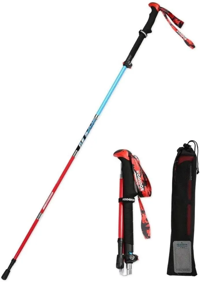Trekking Poles - Collapsible Hiking Poles 2pc Pack, Strong Lightweight Walking Sticks Carbon Fiber, Adjustable Quick Lock for Hiking, Camping