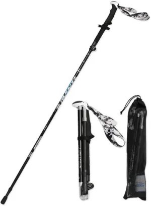 Trekking Poles - Collapsible Hiking Poles 2pc Pack, Strong Lightweight Walking Sticks Carbon Fiber, Adjustable Quick Lock for Hiking, Camping