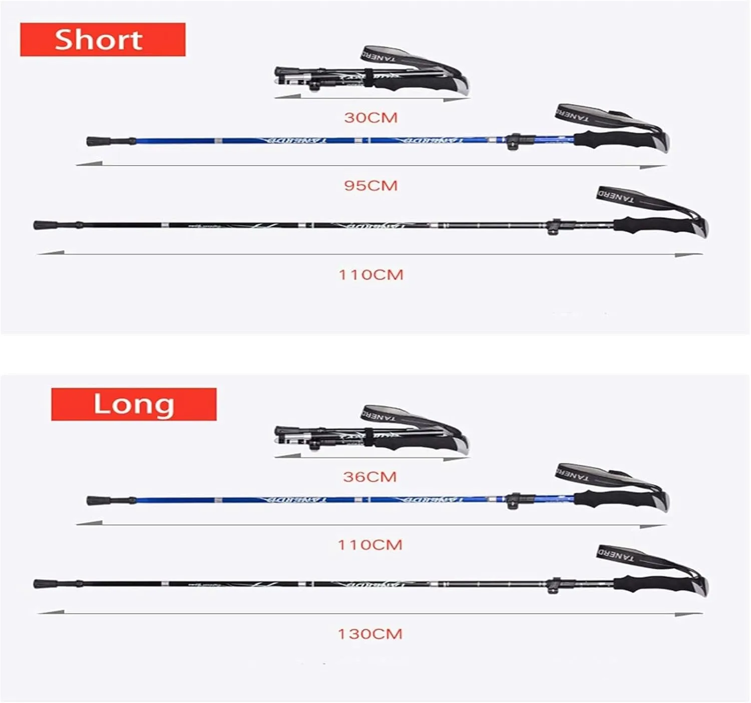 Trekking Poles, Foldable and Portable Hiking Trekking Poles, Strong Grip and Soft and Comfortable Handle, Sturdy and Durable, Suitable for Men and Women (Black Long)