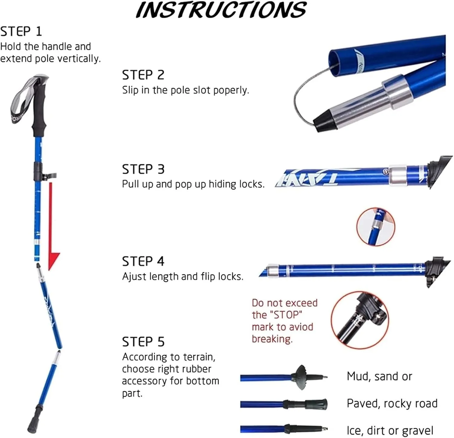 Trekking Poles, Foldable and Portable Hiking Trekking Poles, Strong Grip and Soft and Comfortable Handle, Sturdy and Durable, Suitable for Men and Women (Black Long)