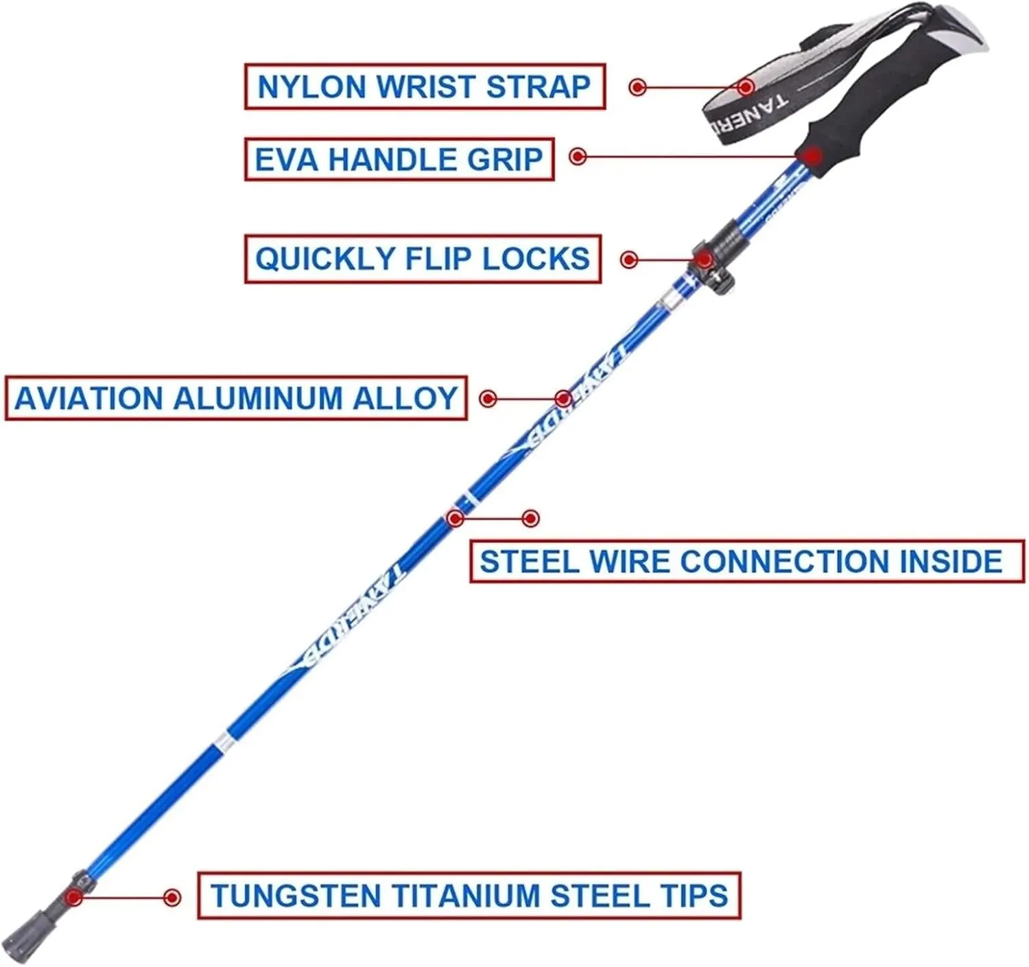 Trekking Poles, Foldable and Portable Hiking Trekking Poles, Strong Grip and Soft and Comfortable Handle, Sturdy and Durable, Suitable for Men and Women (Black Long)