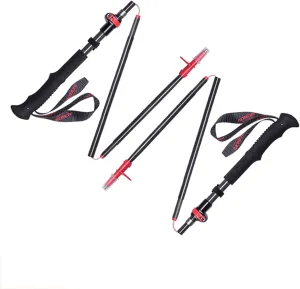 Trekking Poles, Foldable Telescopic Light Hiking Trekking Poles, Strong Earthquake-Resistant Outdoor Trekking Poles, Easy to Carry and Store (Red 2pcs)