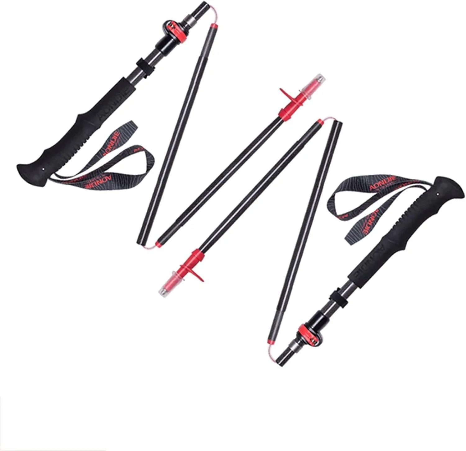 Trekking Poles, Foldable Telescopic Light Hiking Trekking Poles, Strong Earthquake-Resistant Outdoor Trekking Poles, Easy to Carry and Store (Red 2pcs)