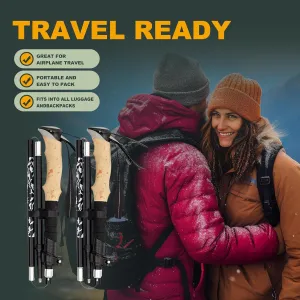 Trekking Poles for Hiking - Walking Sticks for Men, Women, Seniors, 2pc Collapsible Lightweight Aluminum Alloy Hiking Poles for Nordic Walking & Outdoor Adventures (Black)