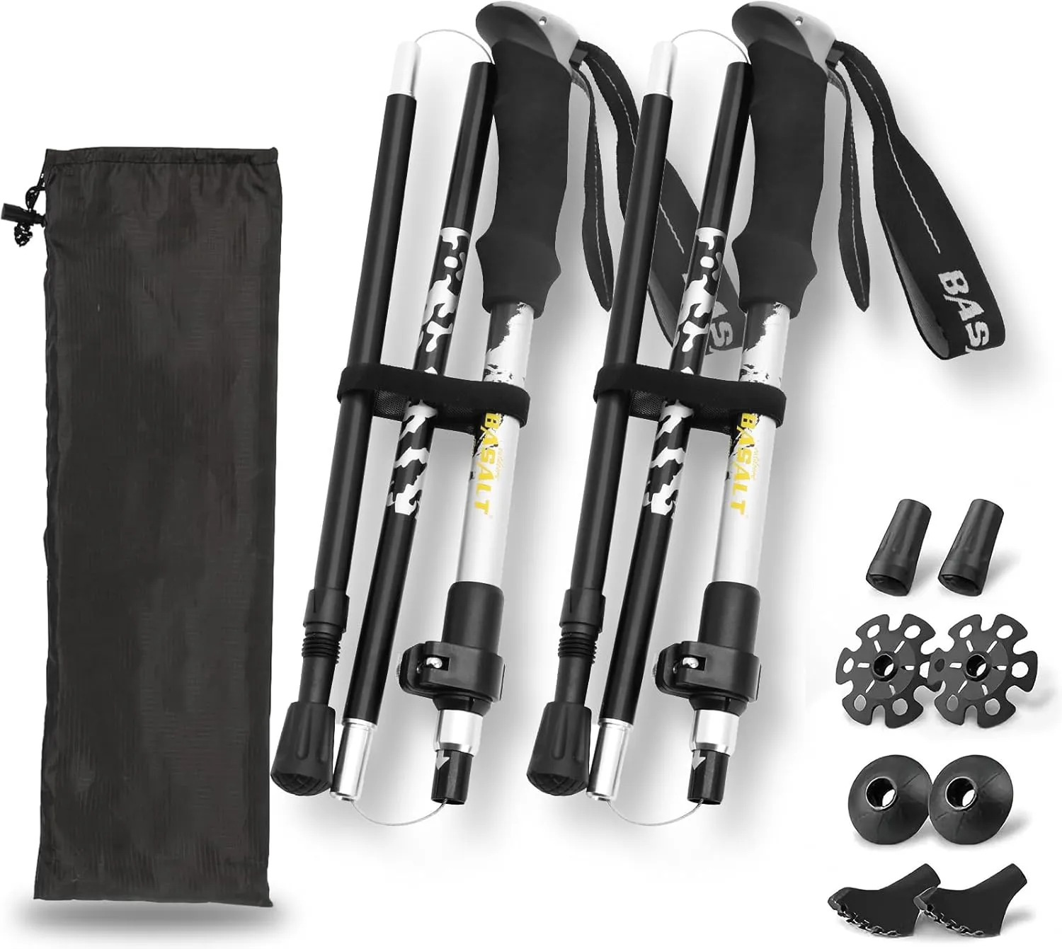 Trekking Poles Lightweight Collapsible Hiking Poles Folding Aluminum Walking Sticks 2 Pack Walking Sticks for Hiking