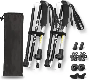 Trekking Poles Lightweight Collapsible Hiking Poles Folding Aluminum Walking Sticks 2 Pack Walking Sticks for Hiking