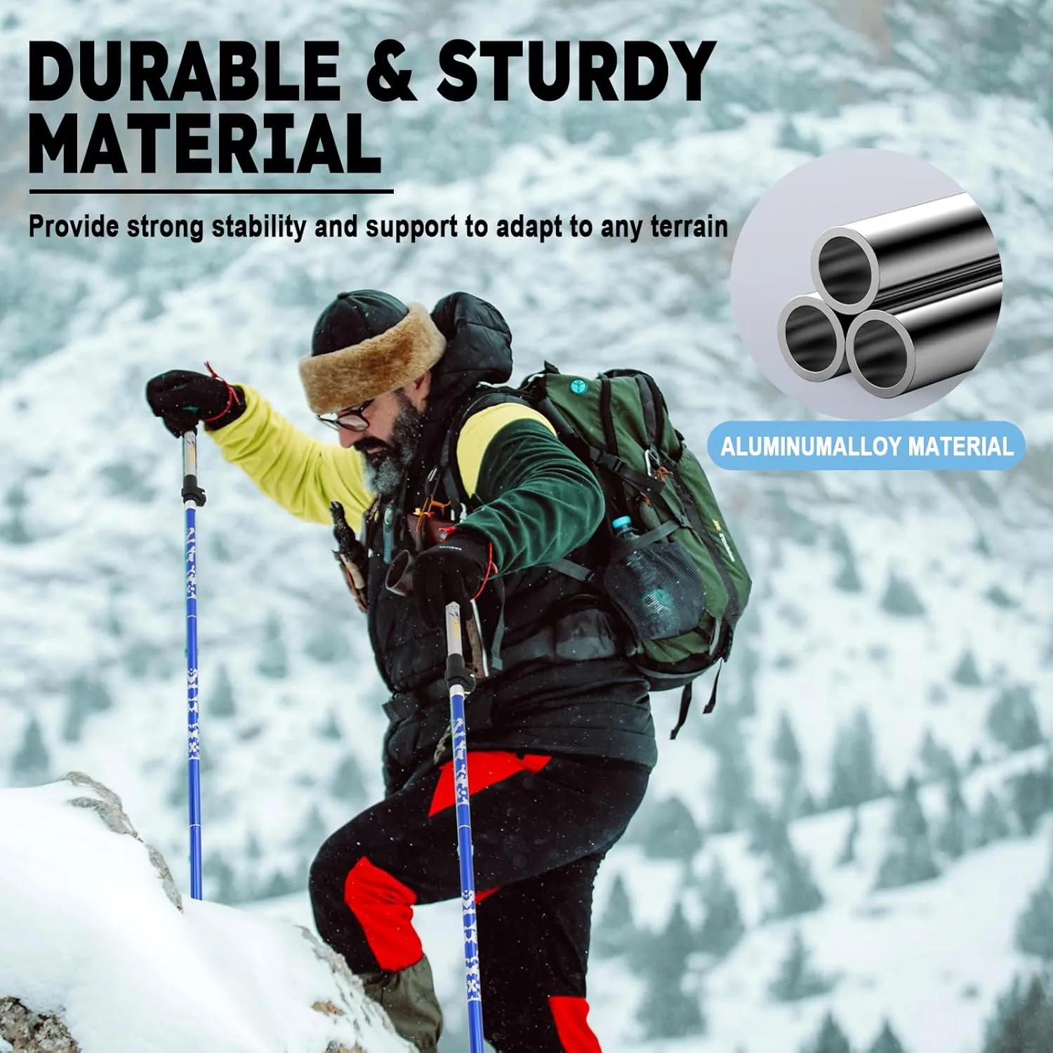 Trekking Poles Lightweight Collapsible Hiking Poles Folding Aluminum Walking Sticks 2 Pack Walking Sticks for Hiking