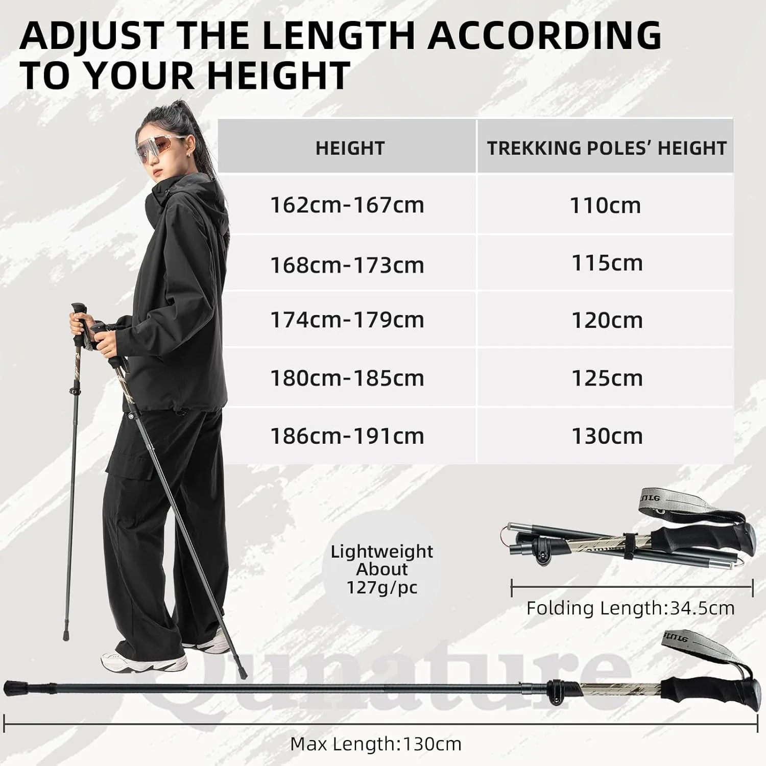 Trekking Poles Lightweight Hiking Poles Collapsible 7075 Aluminum Walking Sticks for Men Women Seniors, Trekking Poles for Backpacking Gear, Hiking, Camping, Mountaining, Walking