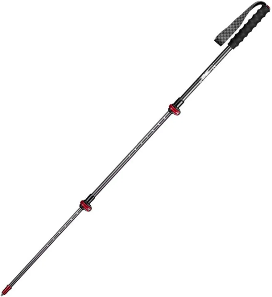 Trekking Poles- Lightweight,The Hiking Poles Rod is Made of Carbon Fiber and Tungsten Steel Rod Tip,External Quick Lock System for Men and Women. (Color : Red)