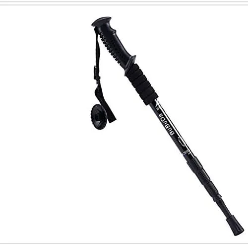 Trekking Poles Outdoor Aluminum Trekking Poles Walking Crutches Climbing Poles Telescopic Climbing Pole Foldable Portable Shrinking Four Straight Handles Parent (Black)