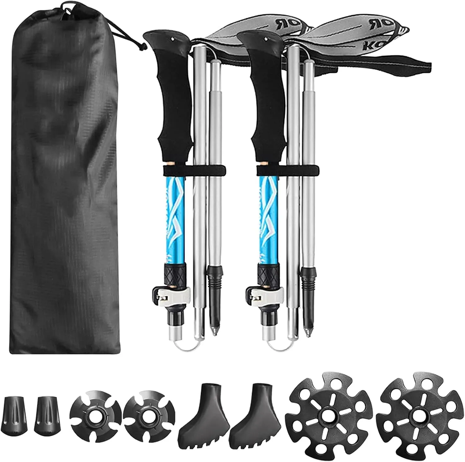 Trekking Poles, Retractable and Foldable Outdoor Trekking Poles, Lightweight Shock-Resistant Trekking Poles, Durable and Easy to Carry and Store (Blue 95~110cm)