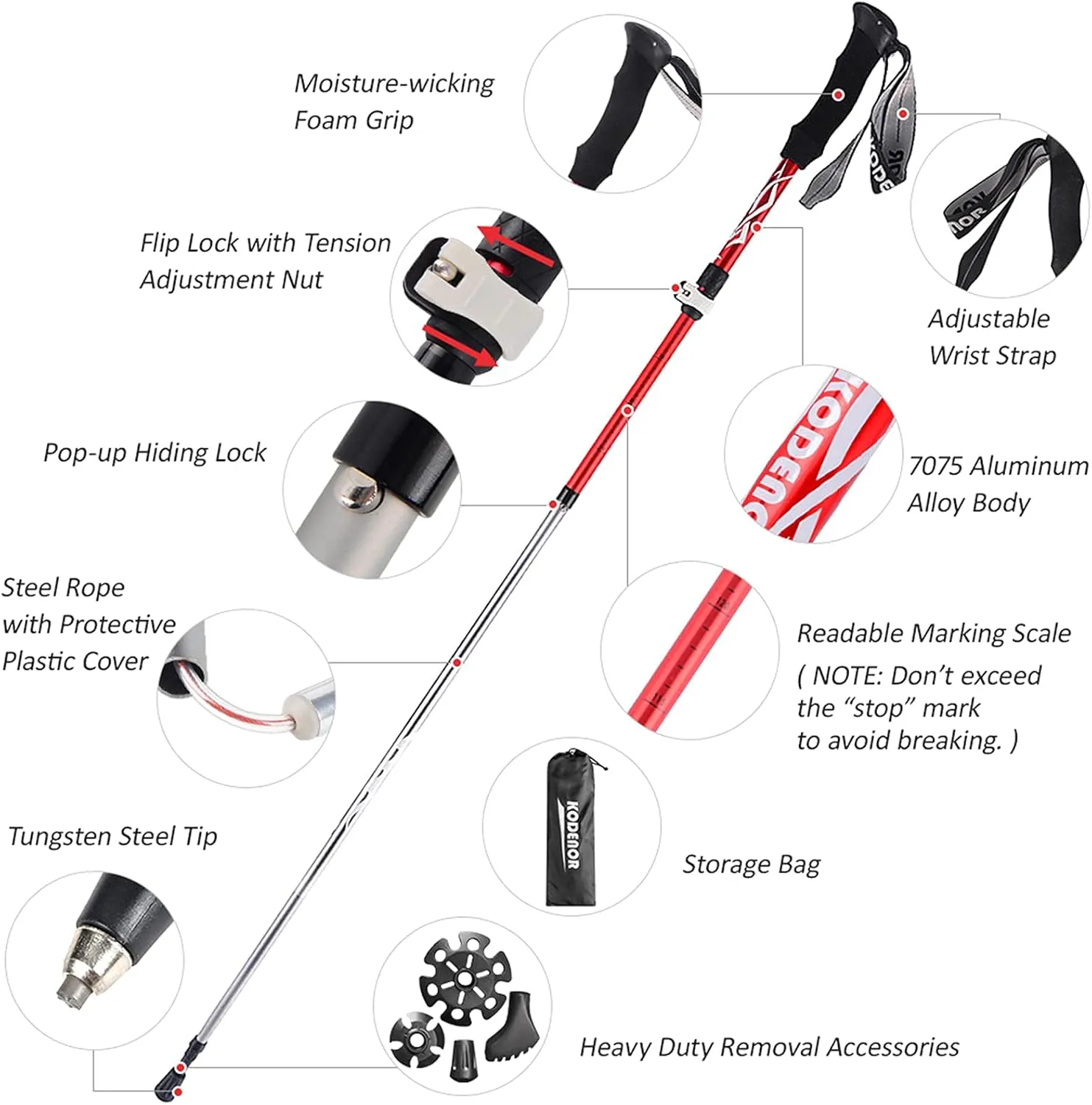 Trekking Poles, Retractable and Foldable Outdoor Trekking Poles, Lightweight Shock-Resistant Trekking Poles, Durable and Easy to Carry and Store (Blue 95~110cm)