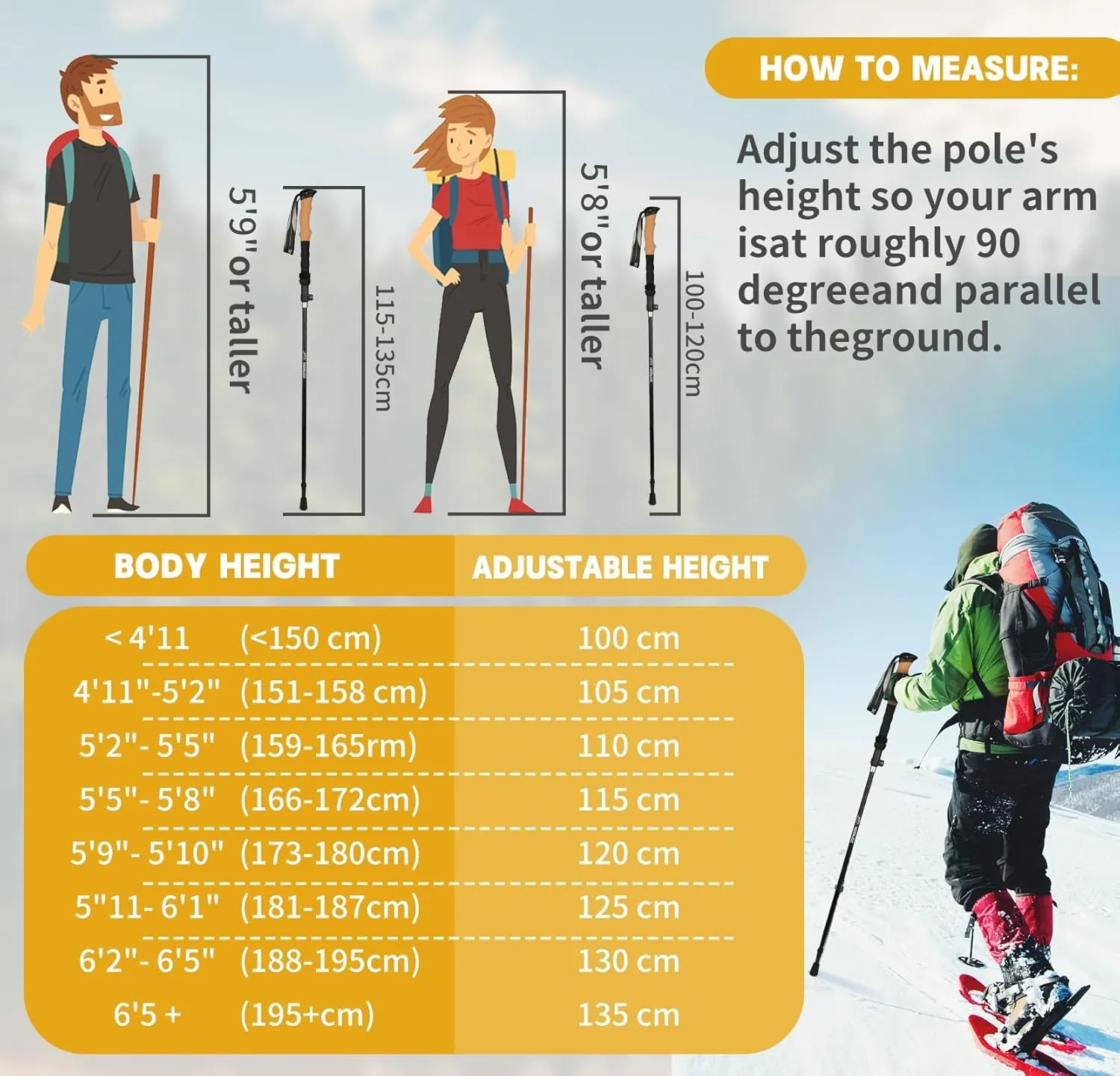 Trekking Poles Set of 2, Collapsible Cork Handle Aluminum Hiking Poles with Quick Lock System, Telescopic, Collapsible, Ultralight for Women Men, Hiking, Camping, Climbing