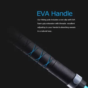Trekking Poles, Walking Poles Trekking Poles Collapsible Hiking Pole Pair - EVA Handle 2pc Ultralight Folding Walking Sticks, Lightweight Aluminum 7075 Carbon Fiber Foldable Trekking Stick for Trail S