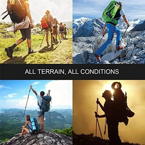 Trekking Poles，Walking Hiking Poles Adjustable for All Heights, Quick Flip-Lock, Durable & Lightweight Aluminum for Hiking, Camping & Backpacking (Color : Black)
