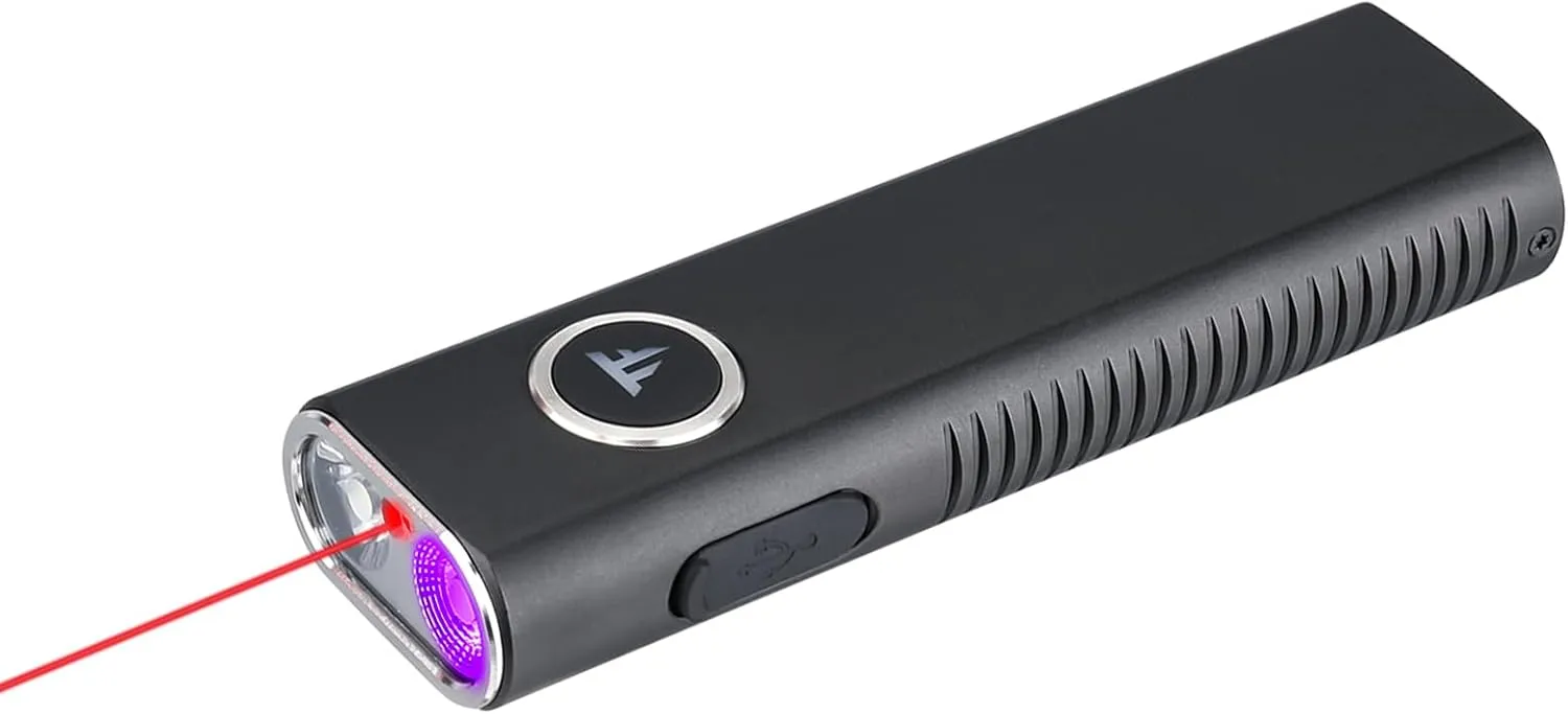 TrustFire Mini X3-SE Rechargeable Flat EDC Flashlight with White Light, UV Light and Red Beam, 1200 Lumens LED Flashlights Combo, Triple Light Sources Pocket Lights IPX6 for Emergency (Black)