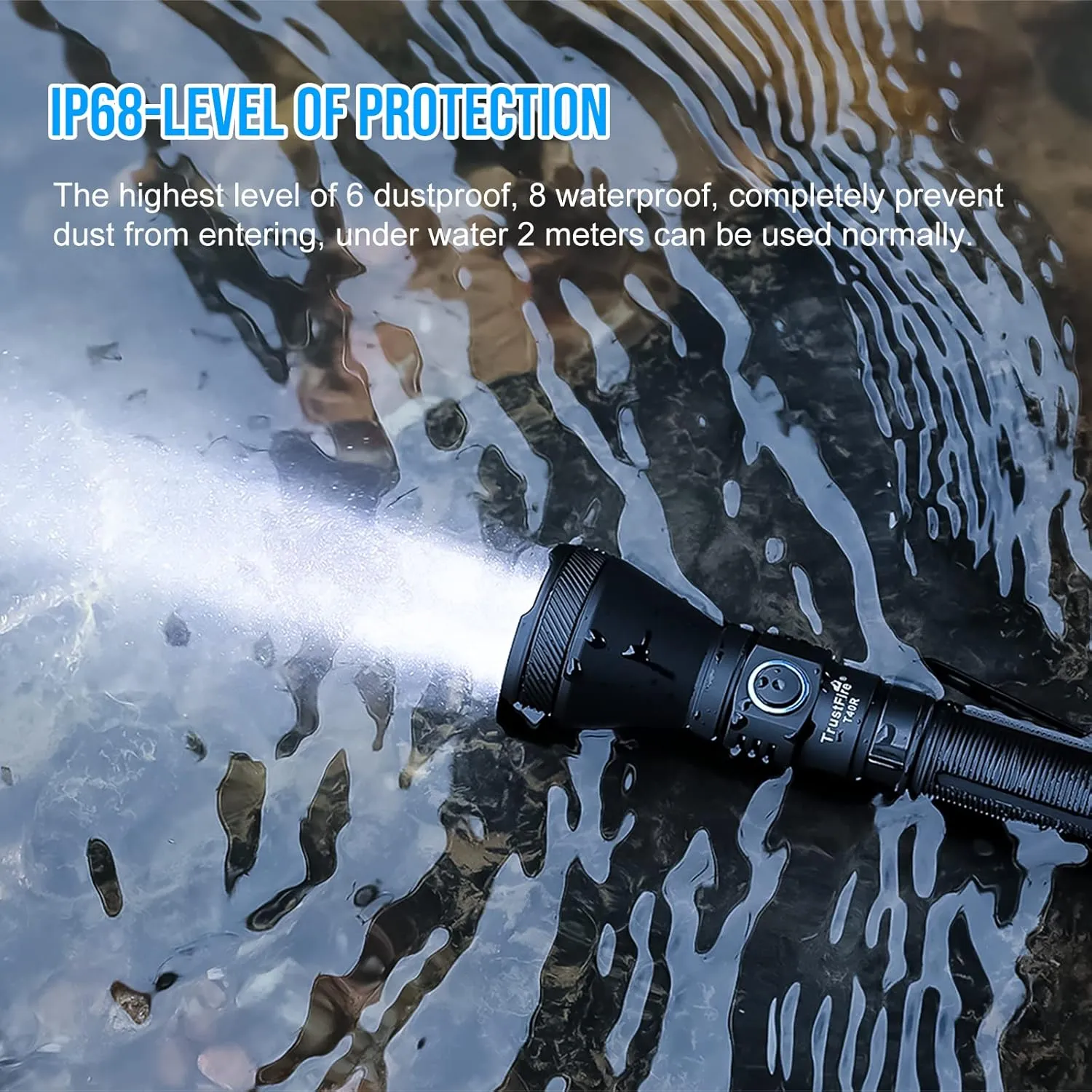 TrustFire T40R Tactical Flashlights, 1800 Lumen Flashlights High Lumens 550 Meter Beam Reach Rechargeable Flashlights Ip68 LED Flashlight 6 Modes Dual Switch Flashlights for Emergencies, EDC, Outdoor