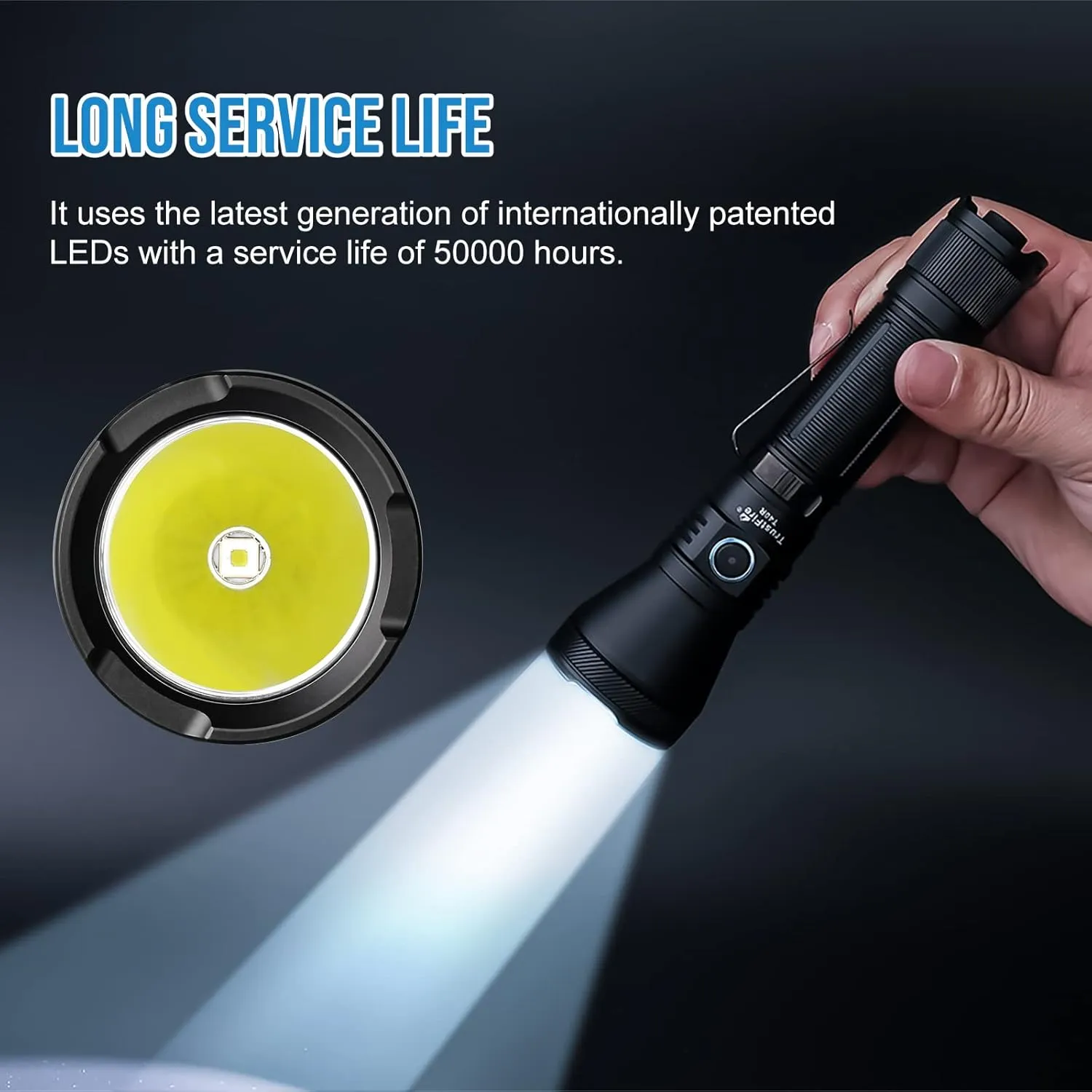 TrustFire T40R Tactical Flashlights, 1800 Lumen Flashlights High Lumens 550 Meter Beam Reach Rechargeable Flashlights Ip68 LED Flashlight 6 Modes Dual Switch Flashlights for Emergencies, EDC, Outdoor