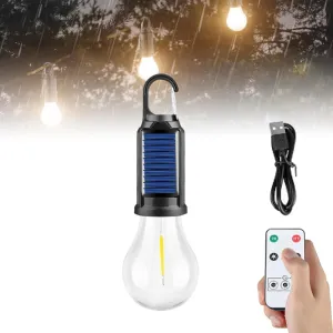 Truthous Solar Camping Light - 2025 New Solar Rechargeable Hooked Camping Light, Hanging Lights Bulb Outdoor Waterproof for Emergencies, Remote Control Three-Level Adjustment (1PCS)
