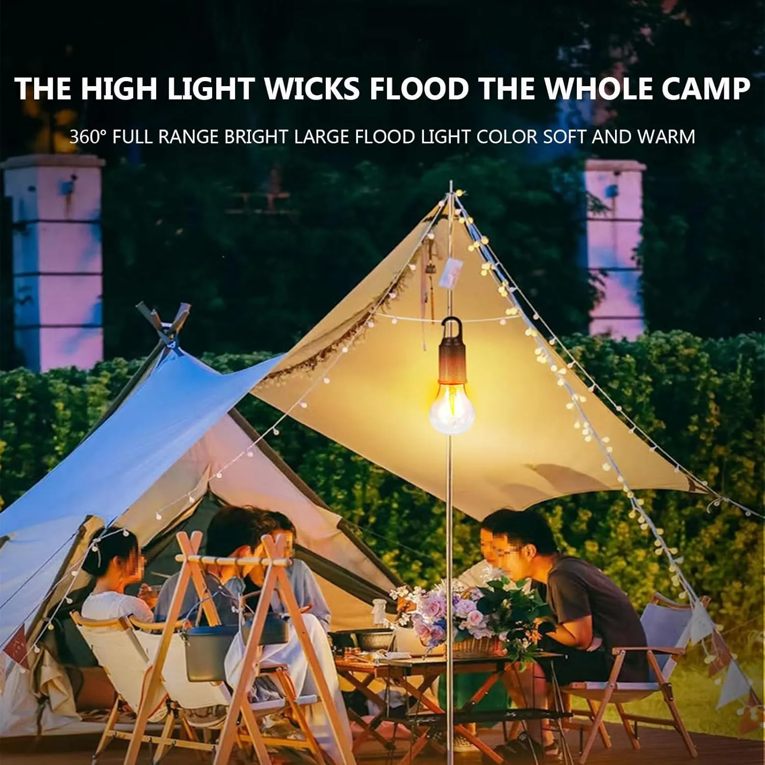 Truthous Solar Camping Light - 2025 New Solar Rechargeable Hooked Camping Light, Hanging Lights Bulb Outdoor Waterproof for Emergencies, Remote Control Three-Level Adjustment (1PCS)