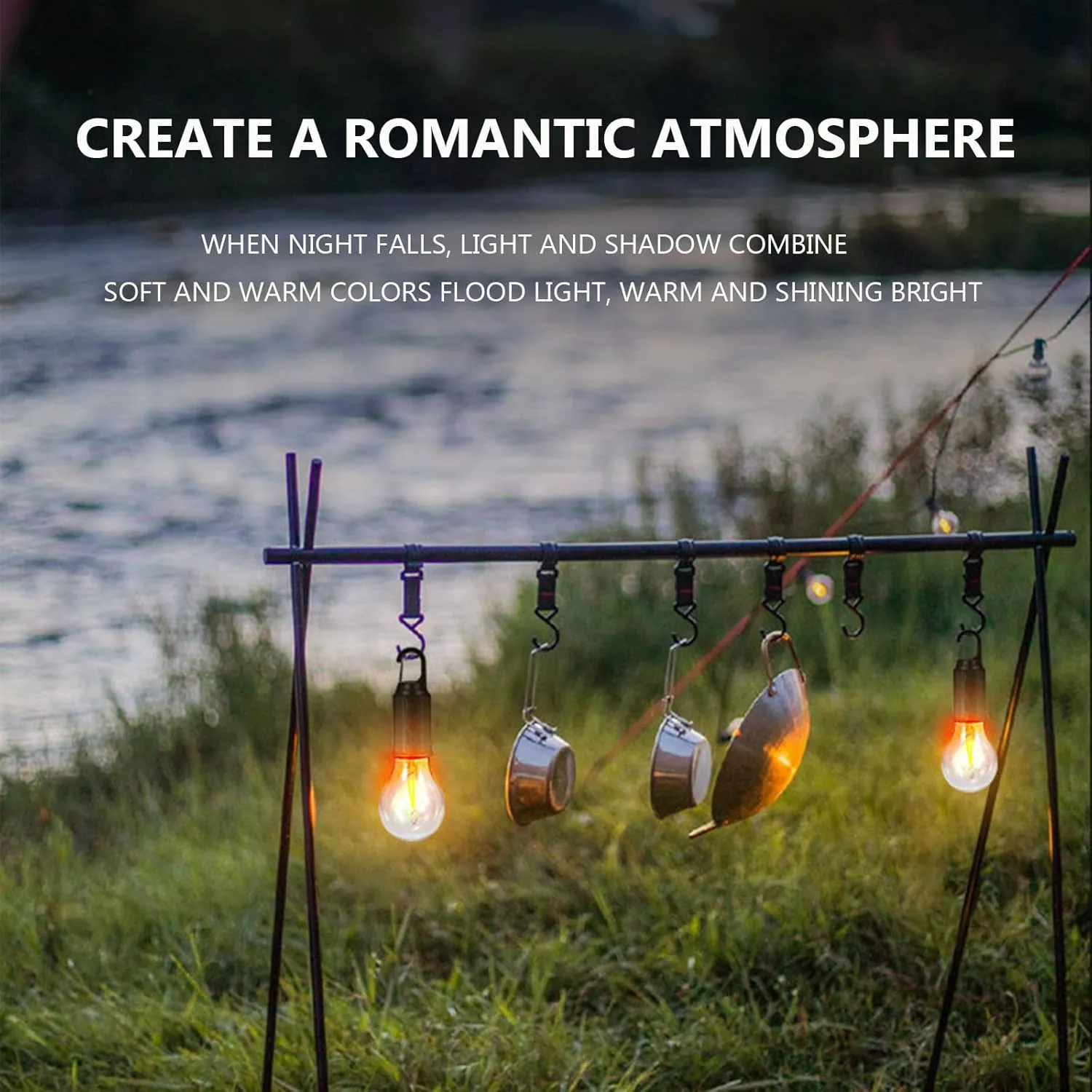 Truthous Solar Camping Light - 2025 New Solar Rechargeable Hooked Camping Light, Hanging Lights Bulb Outdoor Waterproof for Emergencies, Remote Control Three-Level Adjustment (1PCS)