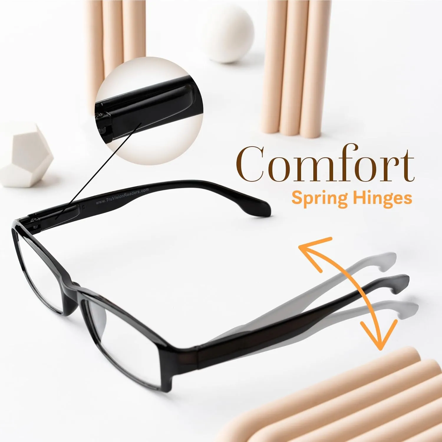 TruVision Readers Reading Glasses, Comfort Spring Hinges for Men and Women, 9501HP