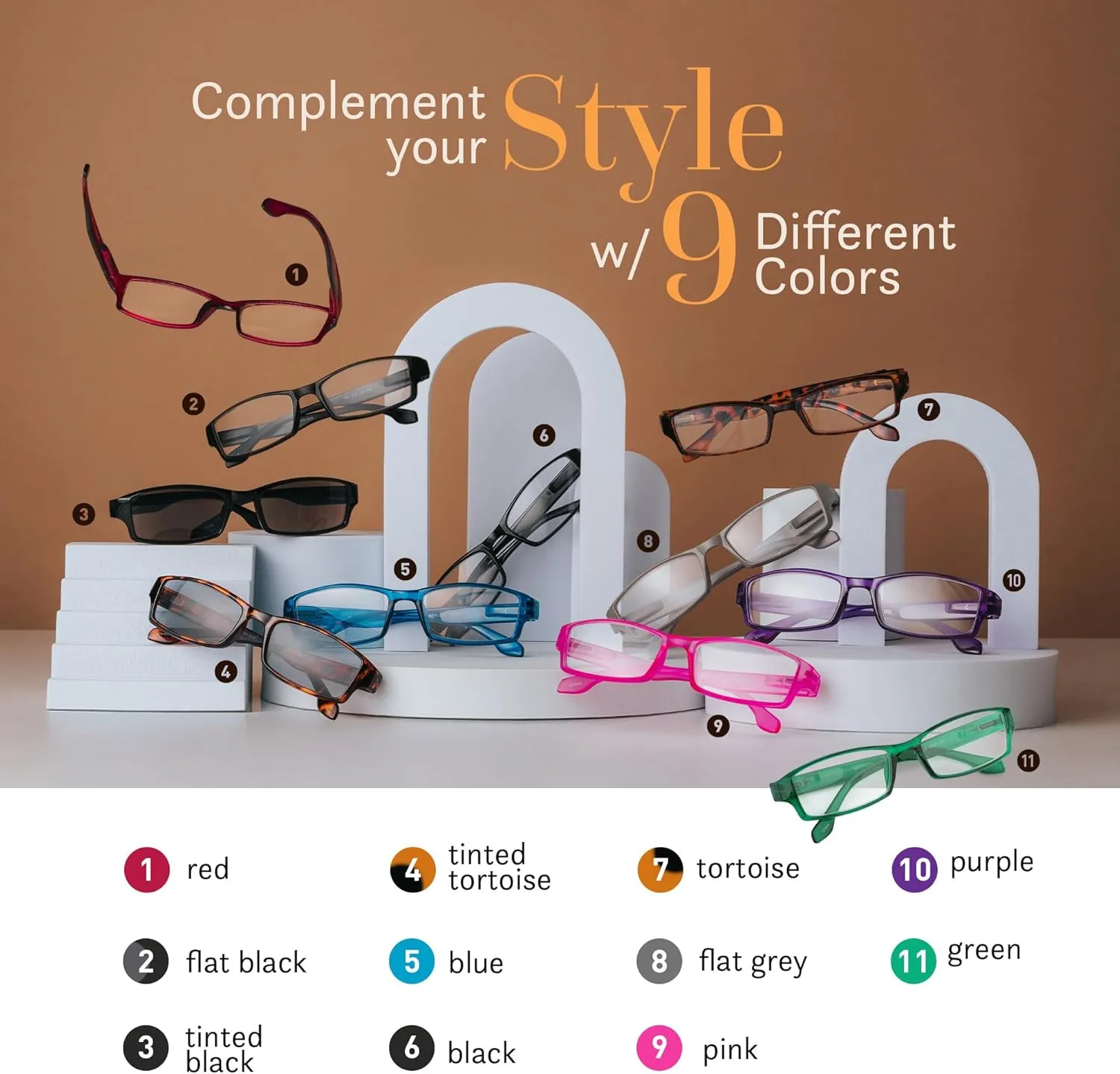 TruVision Readers Reading Glasses, Comfort Spring Hinges for Men and Women, 9501HP