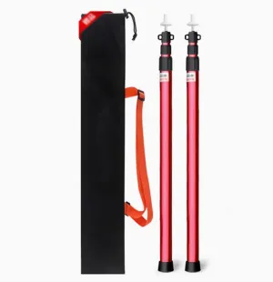 Twist Lock Design Aluminum Alloy Awning Poles Adjustable Length, Telescoping Camping Tarp Pole with Silicone Feet Cover, Outdoor Lightweight Tarp Pole(Silver)