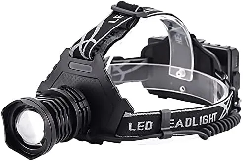 Ultra-Bright LED Rechargeable Headlamp – 90,000 Lumens, 12-Hour Runtime, 7500mAh Battery, 5 Light Modes, 90° Adjustable, 800m Beam Distance, Waterproof for Camping, Hiking, Climbing