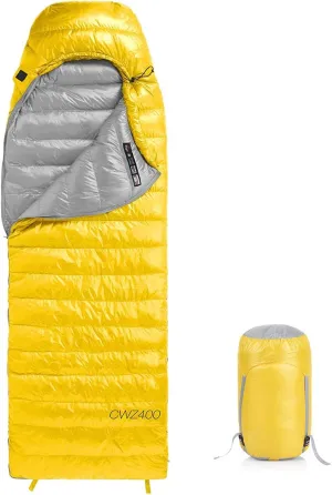 Ultra Light Goose Down Sleeping Bag Cold Weather 750 Fluffy 4 Seasons Waterproof and Compact,Backpack,Hiking,Travel,Outdoor Compression Bag,Yellow,M