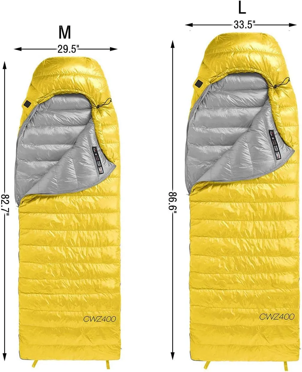 Ultra Light Goose Down Sleeping Bag Cold Weather 750 Fluffy 4 Seasons Waterproof and Compact,Backpack,Hiking,Travel,Outdoor Compression Bag,Yellow,M
