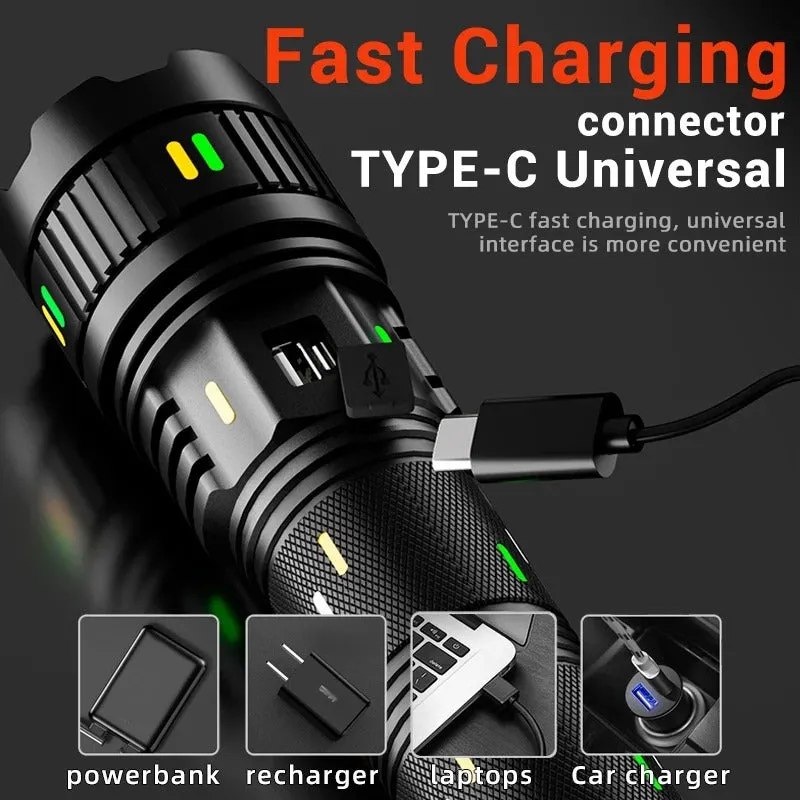 Ultra long TorchSuper Bright White Laser Flashlight Use 4*181350Battery Rechargeable Powerful Al Alloy Torch Waterproof Zoom Tactical Flashlight