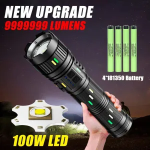 Ultra long TorchSuper Bright White Laser Flashlight Use 4*181350Battery Rechargeable Powerful Al Alloy Torch Waterproof Zoom Tactical Flashlight