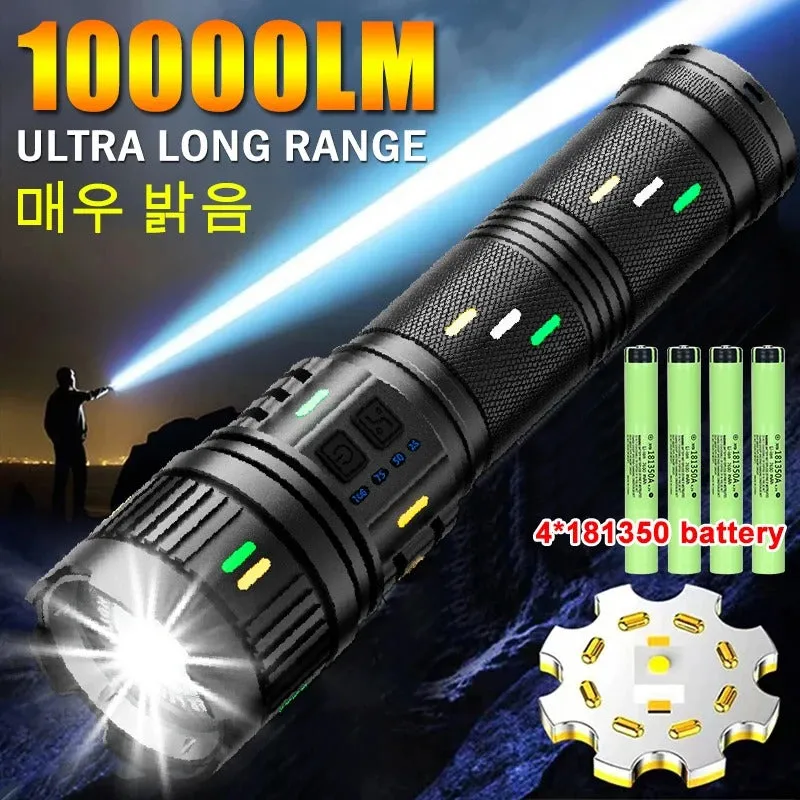 Ultra long TorchSuper Bright White Laser Flashlight Use 4*181350Battery Rechargeable Powerful Al Alloy Torch Waterproof Zoom Tactical Flashlight