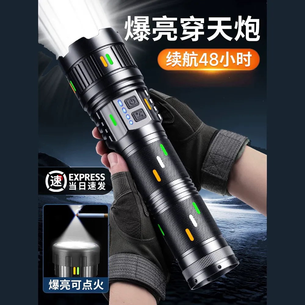 Ultra long TorchSuper Bright White Laser Flashlight Use 4*181350Battery Rechargeable Powerful Al Alloy Torch Waterproof Zoom Tactical Flashlight