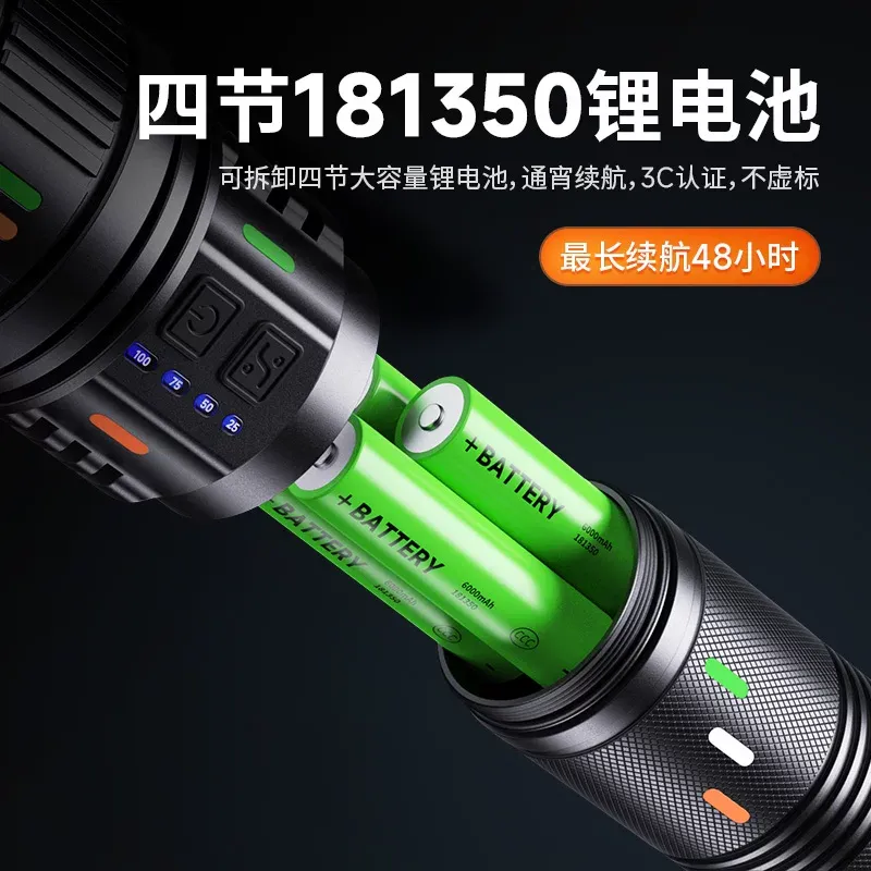 Ultra long TorchSuper Bright White Laser Flashlight Use 4*181350Battery Rechargeable Powerful Al Alloy Torch Waterproof Zoom Tactical Flashlight