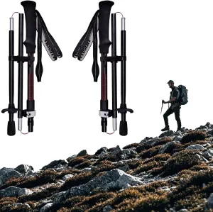 Ultra - Portable and Ultra - Light Carbon Fiber and Aluminum Alloy Hiking Poles, Telescopic, Foldable, Super - Short, Suitable for Cross - Country Hiking of Men and Women